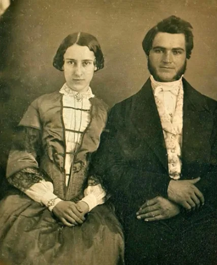 Vintage photos of wealthy Victorian couples in authentic clothing and jewelry