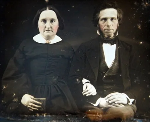 Vintage photos of wealthy Victorian couples in authentic clothing and jewelry