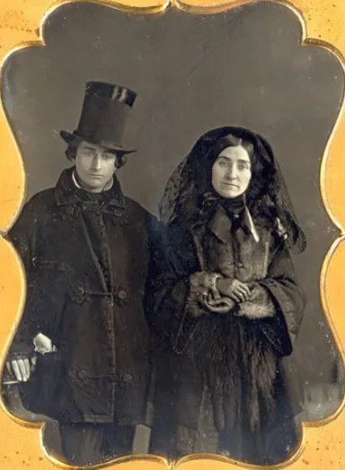 Vintage photos of wealthy Victorian couples in authentic clothing and jewelry