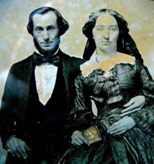 Vintage photos of wealthy Victorian couples in authentic clothing and jewelry
