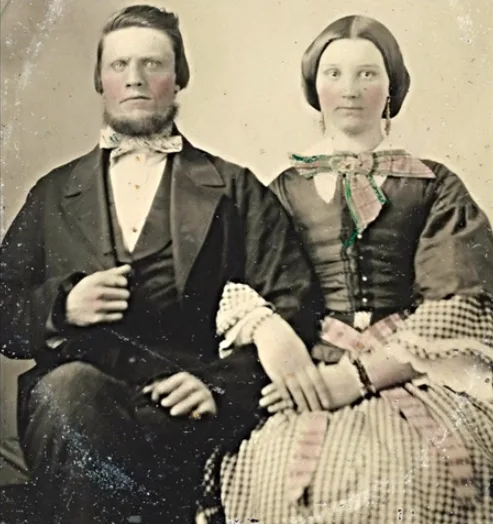 Vintage photos of wealthy Victorian couples in authentic clothing and jewelry