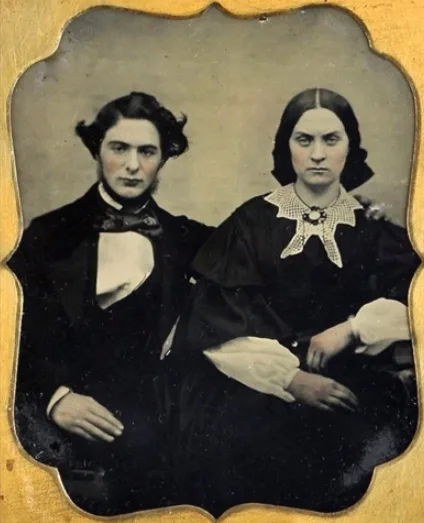 Vintage photos of wealthy Victorian couples in authentic clothing and jewelry