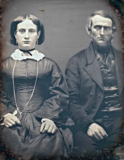 Vintage photos of wealthy Victorian couples in authentic clothing and jewelry