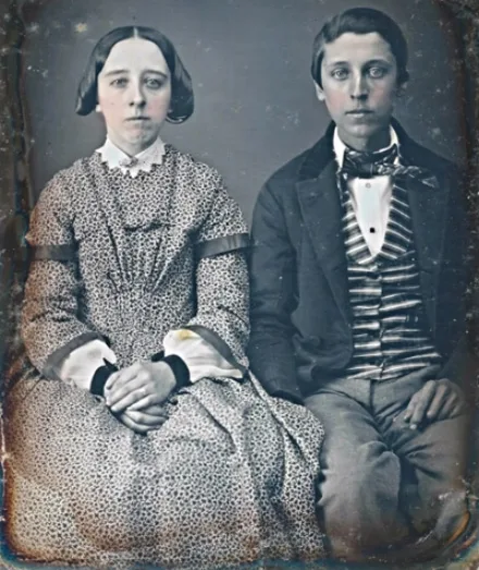Vintage photos of wealthy Victorian couples in authentic clothing and jewelry