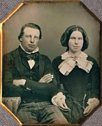 Vintage photos of wealthy Victorian couples in authentic clothing and jewelry