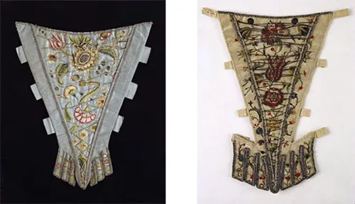 embroidered silks stomachers