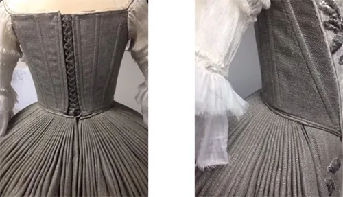 Stage costumes of Outlander series. Scottish 18th-century clothing of Claire Fraser
