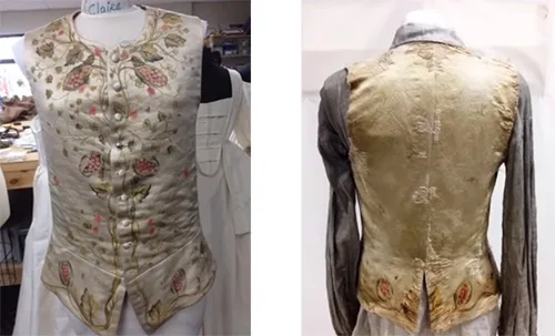 Stage costumes of Outlander series. Scottish 18th-century clothing of Claire Fraser