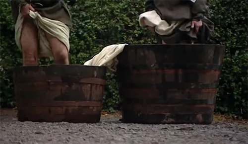 People washed their clothing in urine in the Middle Ages. Up to 7-8 hours of urine fulling