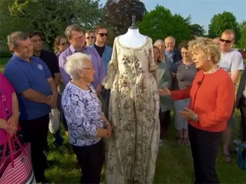Robe a la Francaise or sack-back robe from the 18th century. Rare surviving gown