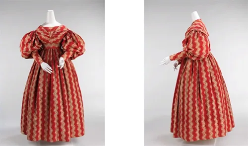 American cotton dress with gigot sleeves from between 1832-183