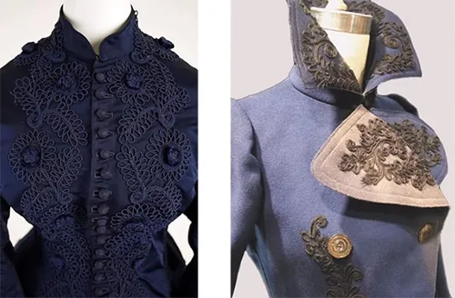 Soutache braid and passementerie appliques in the Victorian era