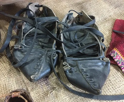 Men’s leather shoes postoly from central Ukraine, the late 19th – early 20th century
