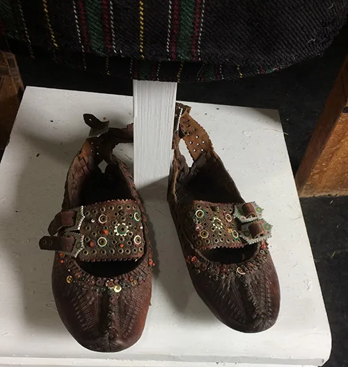Women’s leather shoes called postoly from western Ukraine