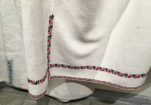 Ukrainian traditional embroidery on the hem of shirt from Podillia region