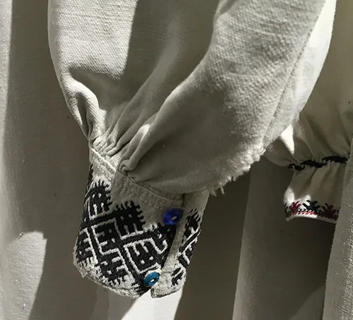Ukrainian traditional embroidery on a shirt cuff from Podillia area