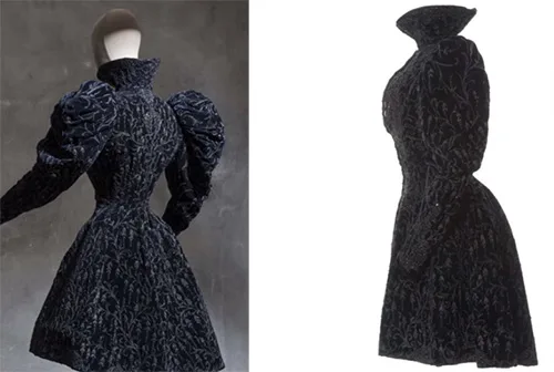 leg-o-mutton sleeves on a coat from 1980s