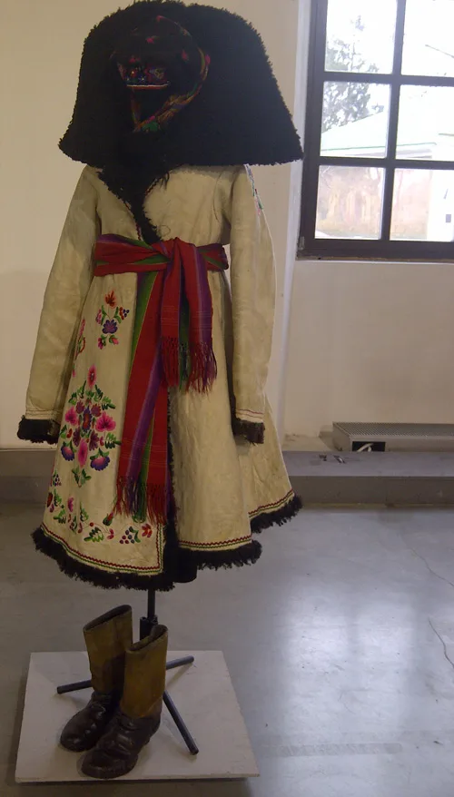 Vintage Christmas season folk clothing in Ukraine: jackets, coats, sheepskin vests, etc.