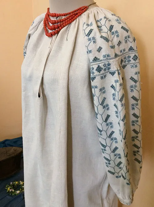 Ukrainian indigo blue embroidery. Only one region traditionally used indigo-dyed threads