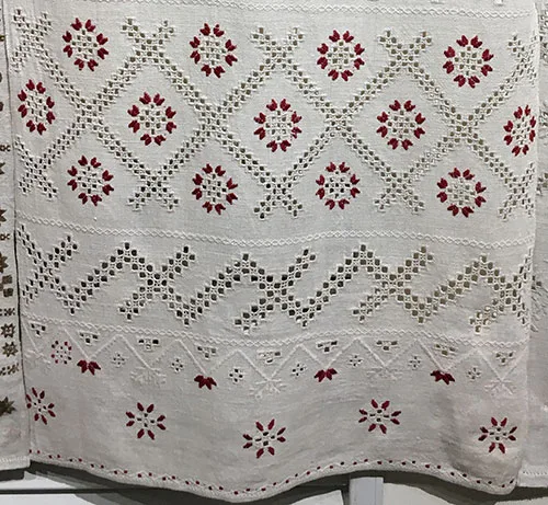 Traditional embroidery and openwork on Ukrainian ceremonial towels