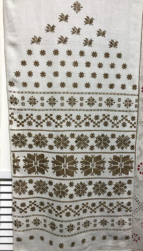 Traditional embroidery and openwork on Ukrainian ceremonial towels