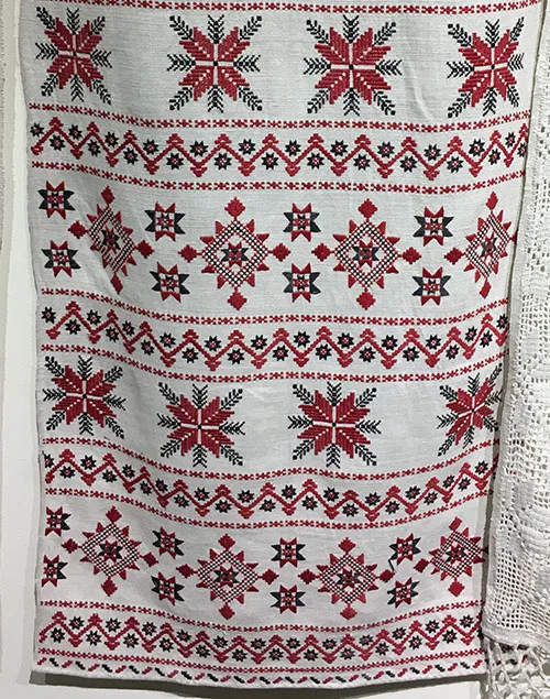 Traditional embroidery and openwork on Ukrainian ceremonial towels