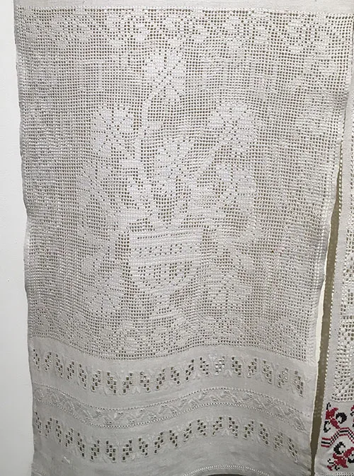 Traditional embroidery and openwork on Ukrainian ceremonial towels