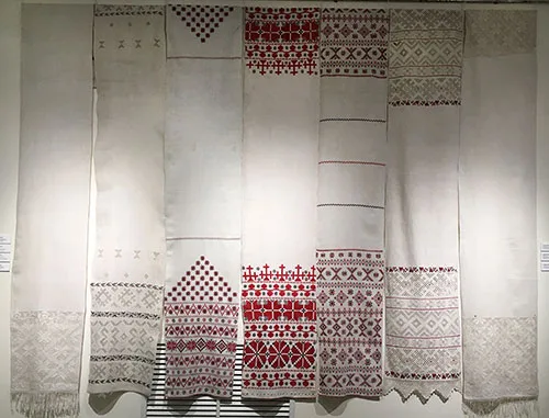 Traditional embroidery and openwork on Ukrainian ceremonial towels