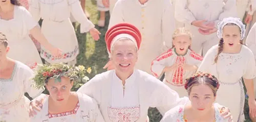Movie costumes in folk horror film Midsommar