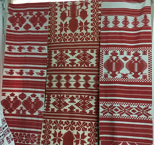 Collection of woven ceremonial towels from northern Ukraine