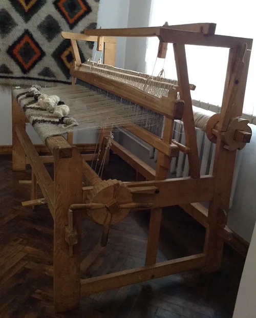 Large weaving loom for making thick woolen cloth and blankets from Carpathian Ukraine 19th century