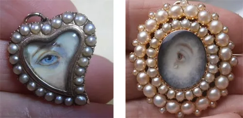 Georgian-era jewelry styles: festoon necklaces, Lover’s Eyes, quizzing glasses, and handmade chains