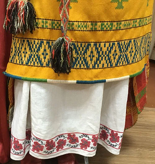 Bright-yellow woven apron from Northern Ukraine late 19th century