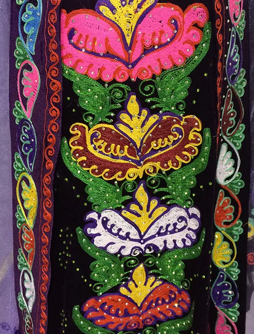Tajik folk embroidery on female dress