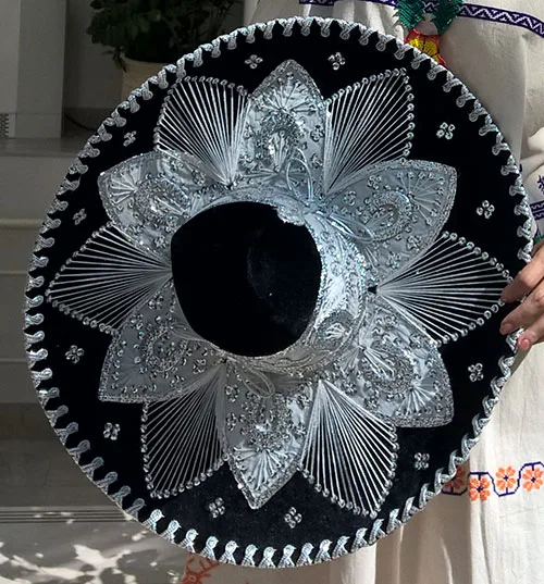Stunning silver embroidery on Mexican sombrero