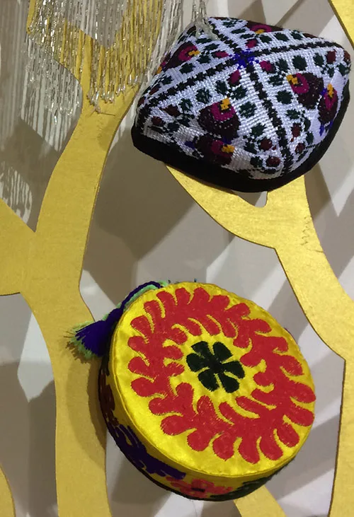 Uzbek skull-caps with colorful needlework