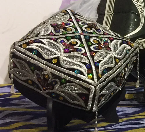 Another skull-cap with silver embroidery and sequins