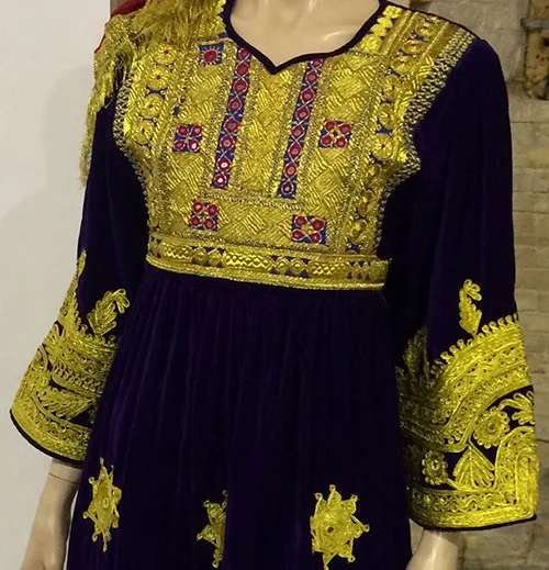 Afghan richly gold embroidered dress