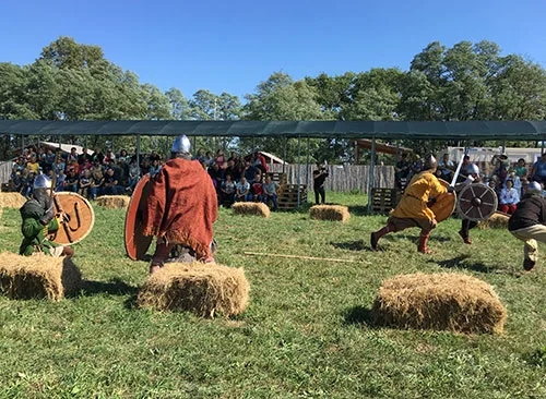 Warriors on the battlefield in the middle of a fight
