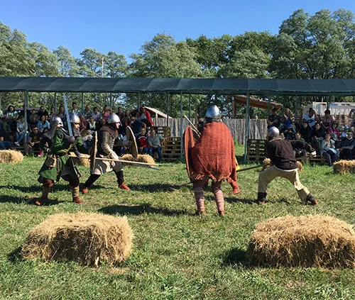 Warriors on the battlefield in the middle of a fight
