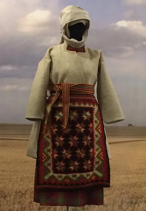 Hand-woven apron made in carpet-weaving technique from Northern Ukraine