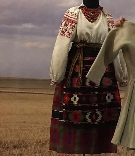 Hand-woven apron made in carpet-weaving technique from Northern Ukraine