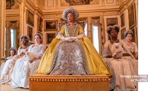 Movie costumes of American Regency period drama series Bridgerton