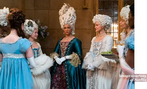 Movie costumes of American Regency period drama series Bridgerton
