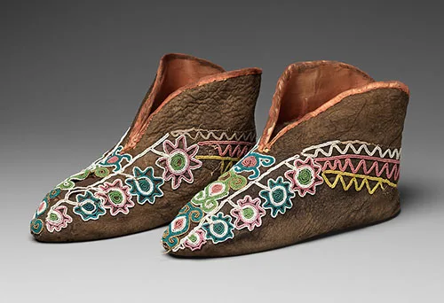 Native American moccasins of Muscogee Creek tribe