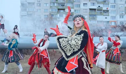 stage costumes in Rita Ora x Imanbek Bang music video