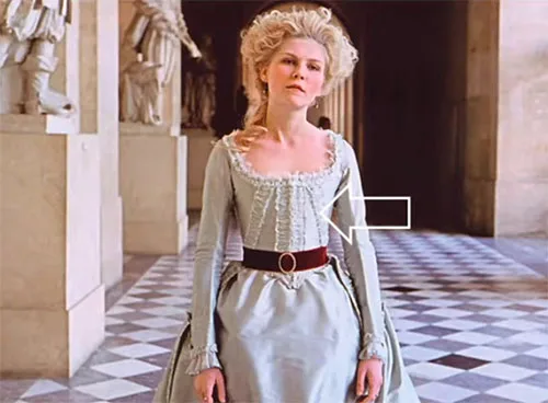 Movie costumes in Marie Antoinette historical drama film