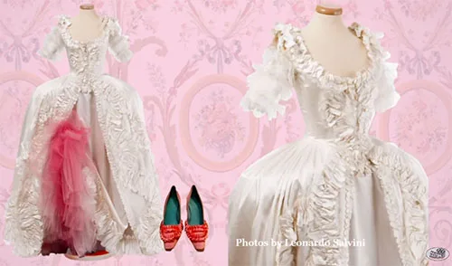 Movie costumes in Marie Antoinette historical drama film