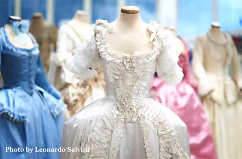 Movie costumes in Marie Antoinette historical drama film