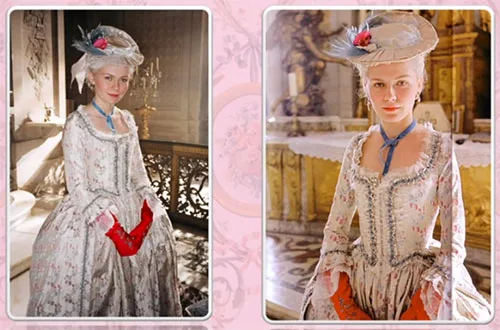 Movie costumes in Marie Antoinette historical drama film